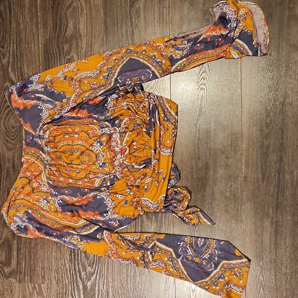 ❤️ FREE PEOPLE FIONA BELL SLEEVE SURPLICE TOP, MEDIUM - Picture 13 of 15